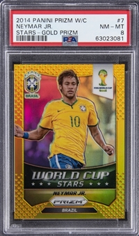 2014 Panini Prizm World Cup "World Cup Stars" Gold #7 Neymar Jr. (#10/10) - PSA NM-MT 8 - Neymars Jersey Number!